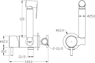 Гигиенический душ Boheme Uno со смесителем золото 467-MG